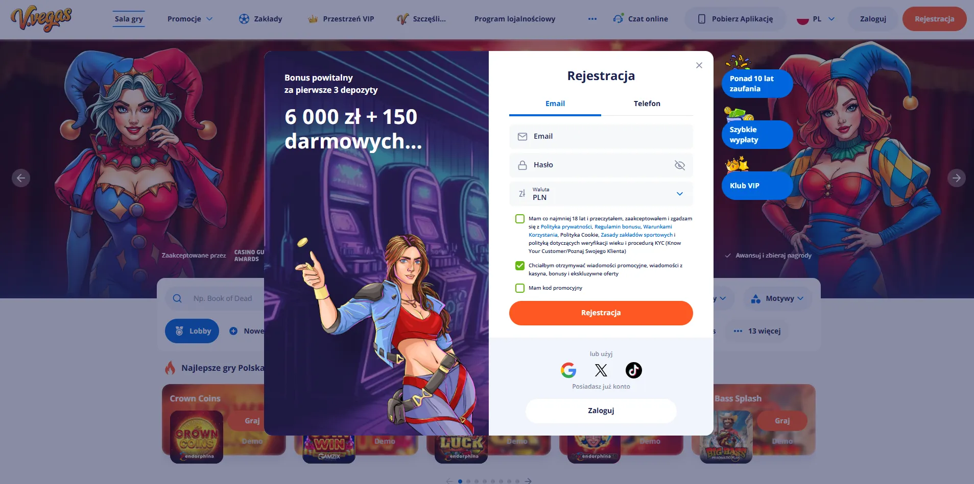 Vulkan Vegas 100 zł bonus za rejestrację dla nowych graczy